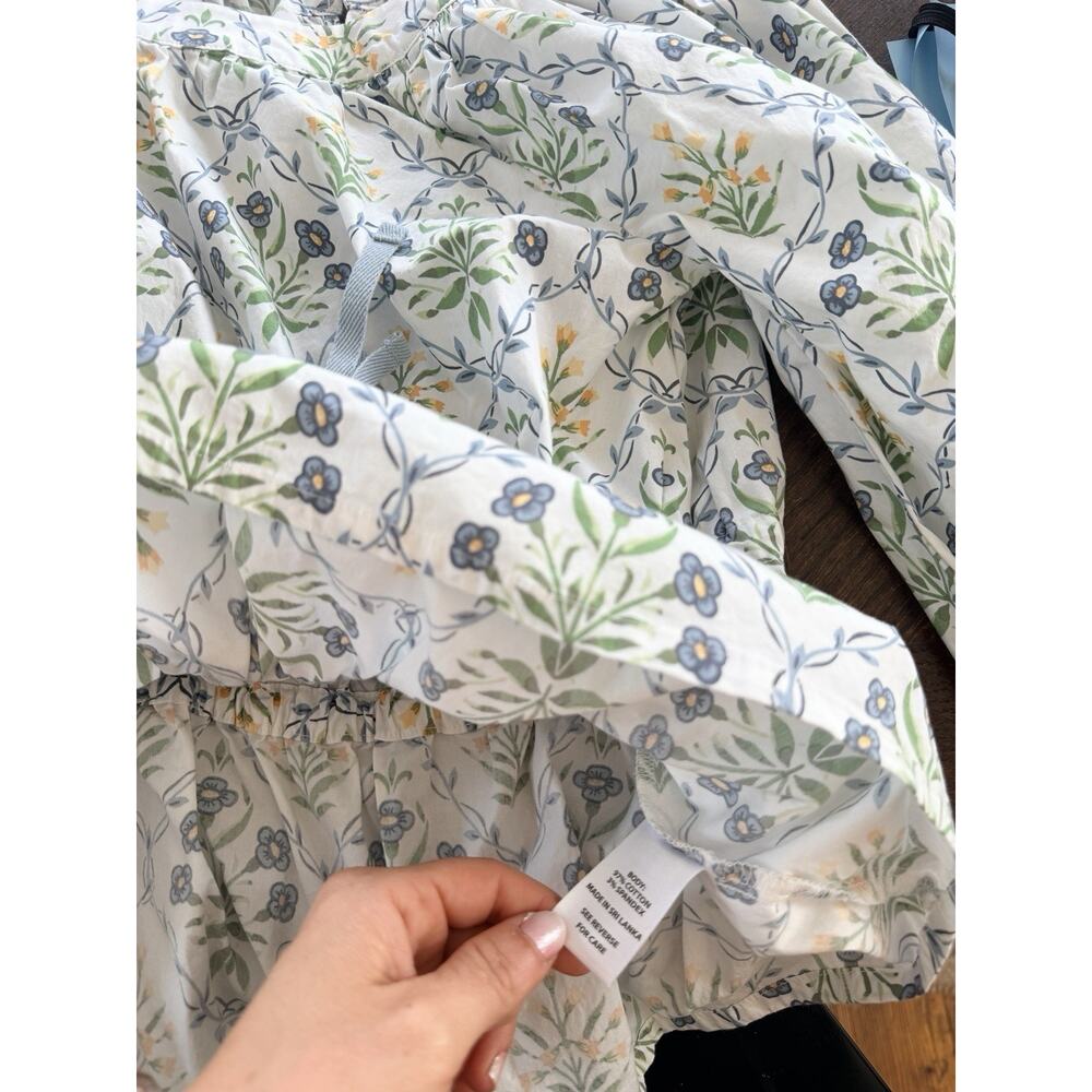 Spartina 449 Women's S Blouse Floral Long Balloon Sleeve Smocked Cinch Waist - Picture 9 of 9